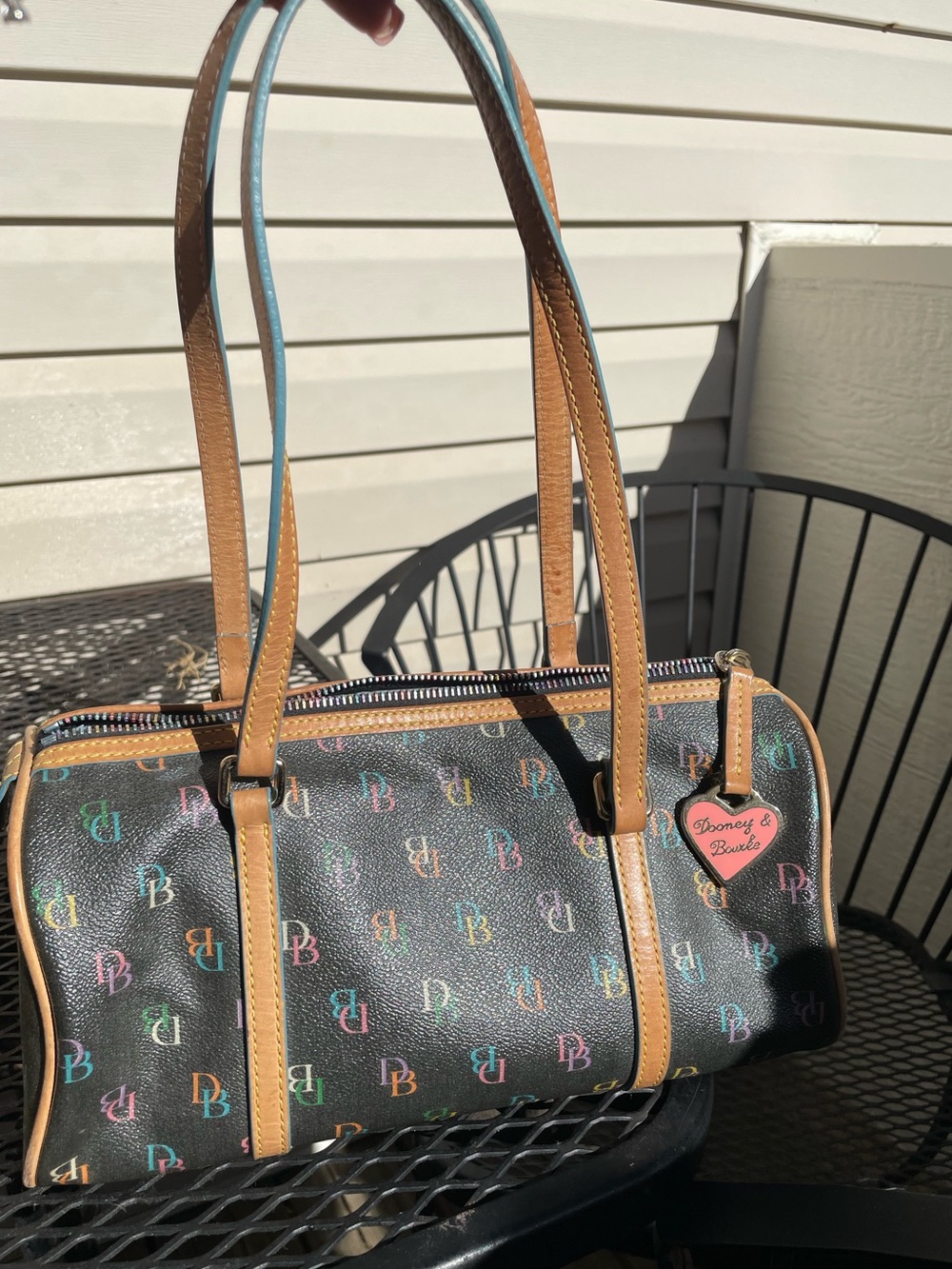Dooney & Bourke Multicolor Logo Black Barrel Tote